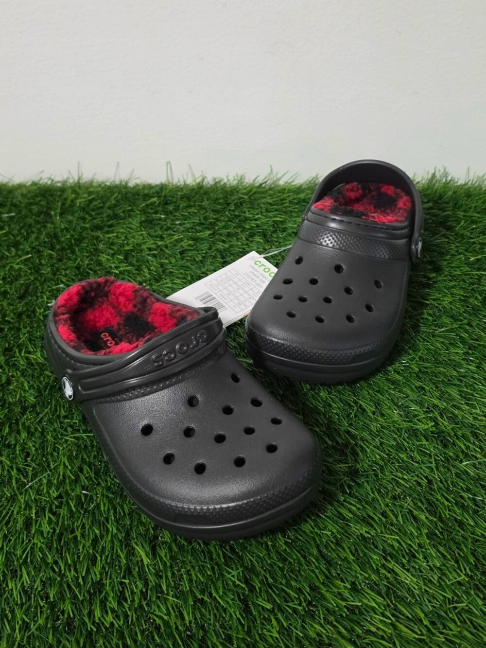 Crocs Classic Lined Buffalo Check Clog - Black - Kids’ Size c13 - 210767